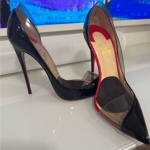 Authentic Christian Louboutin Pigalle 120 Black Patent Leather Heels 38